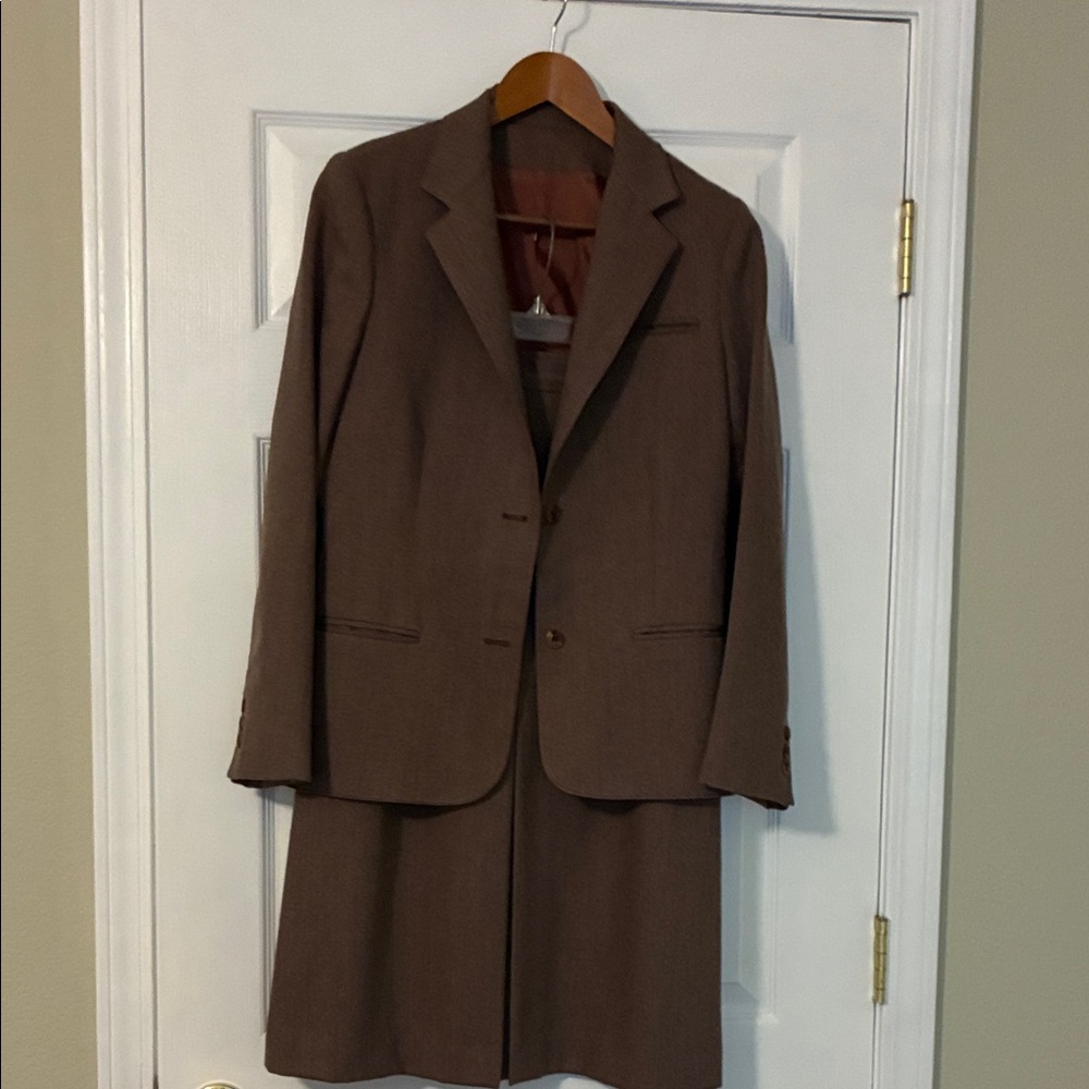 Brown Women's Blazer and Skirt Set